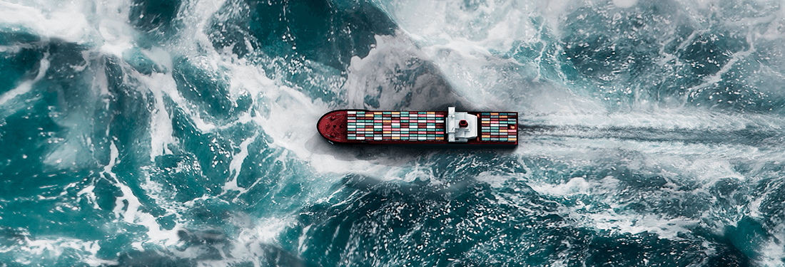 cargo ship in rough seas