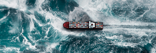 cargo ship in rough seas